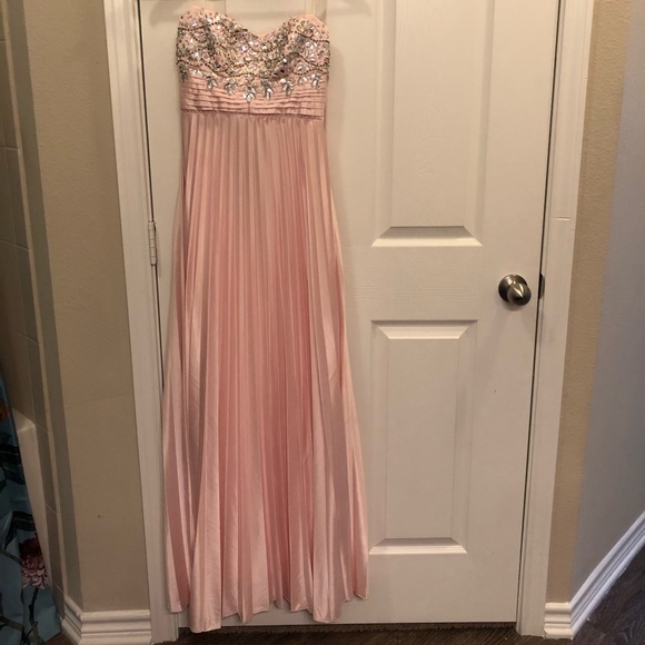 baby pink silk prom dress